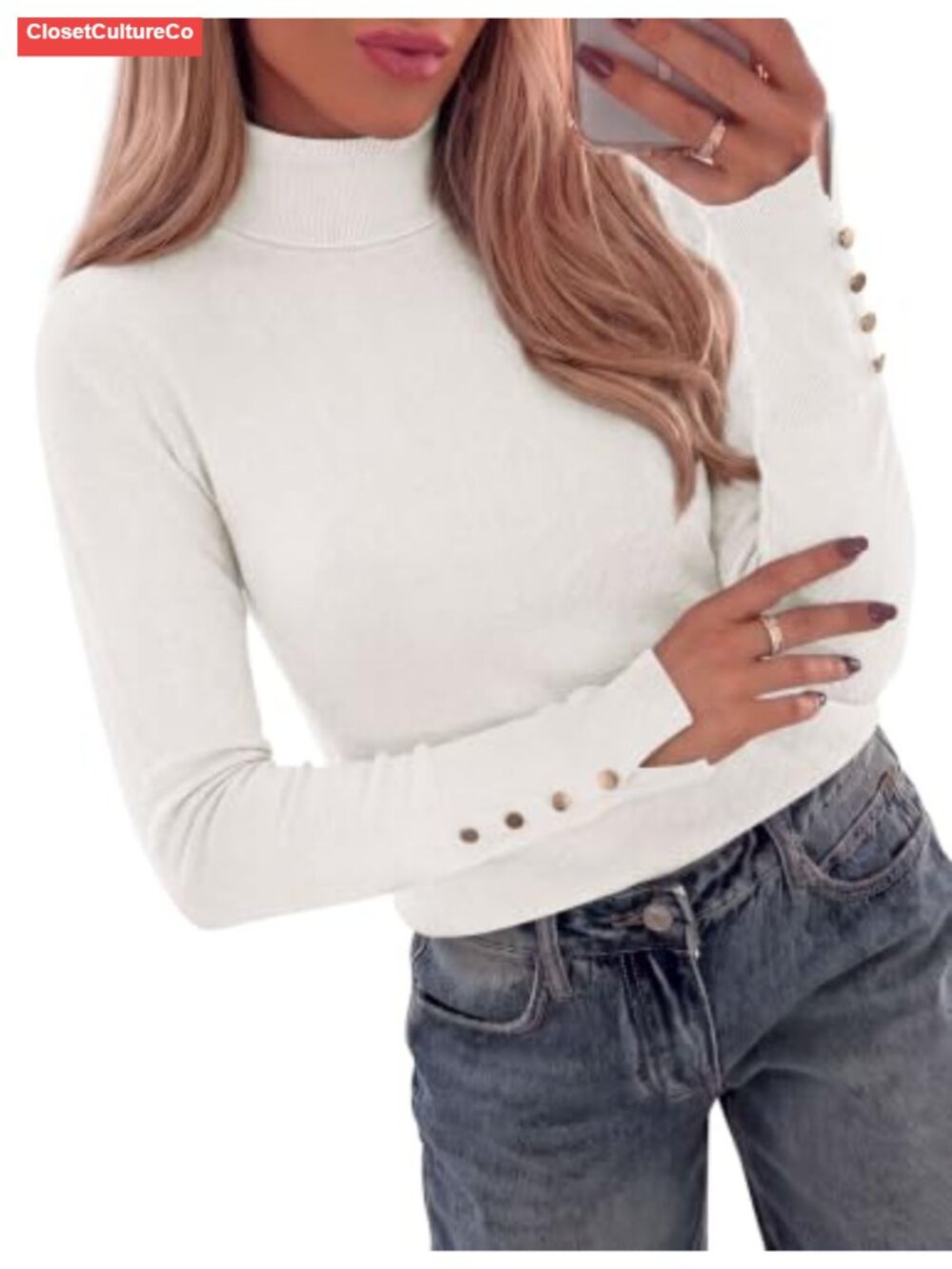 Women's Turtleneck Sweater Long Sleeve Knit Pullover Lightweight